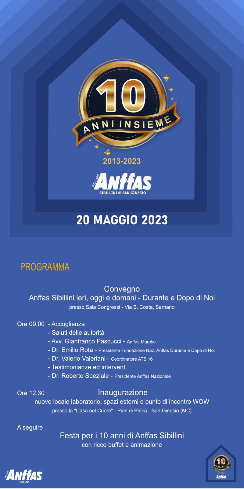 Invito 10 anni Anffas Sibillini